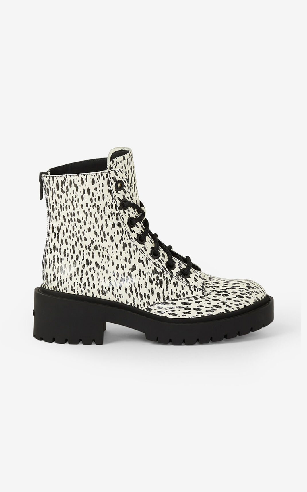 Kenzo Lace up Pike Leopard Läder ankle Stövlar Dam | 16843-WLSC